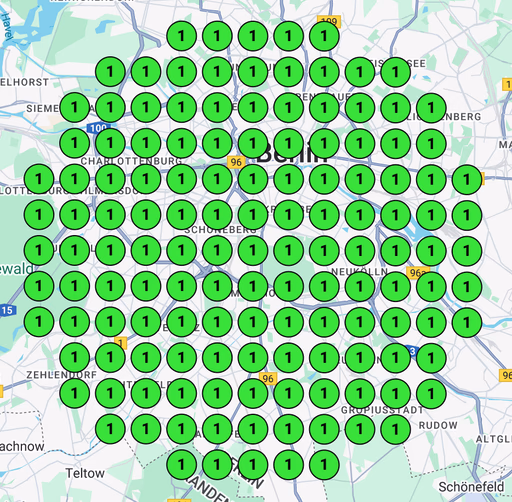 Mapa lokalna: firma na pozycji 1 w całym obszarze